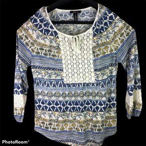 XL style and co blouse Crochet tassle boho long sl